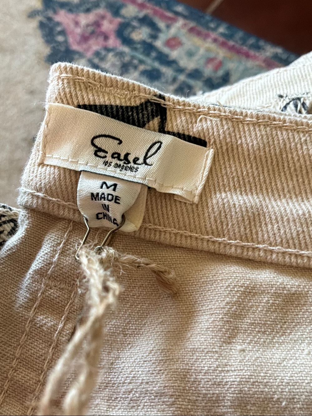 Graphic Distressed Beige Bermuda Shorts by easel - Picture 3 of 5